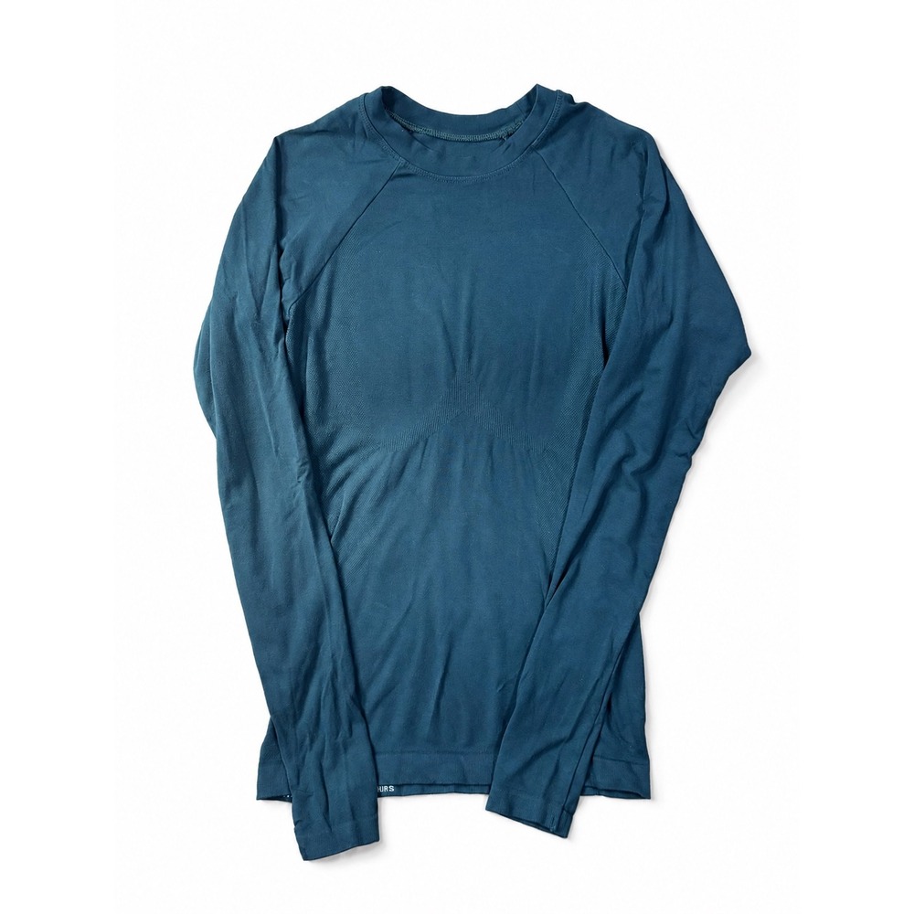 Sweaty Betty Athlete Seamless Top S Teal Bamboo Long Sleeve Yoga Workout Shirt - Picture 4 of 6